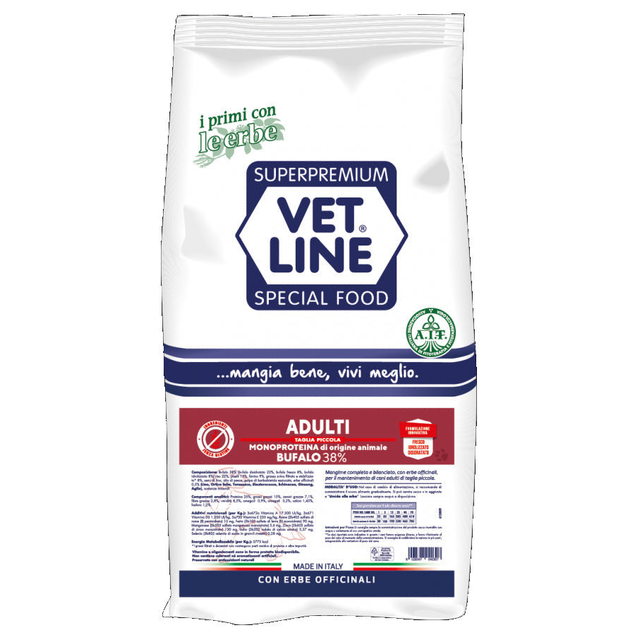 Vet Line Secco Cani Adulti Taglia Piccola Bufalo 3 Kg Vet Line Secco Cani Adulti Taglia Piccola Bufalo 3 Kg